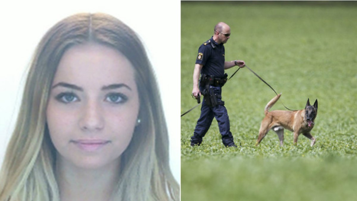 Polisen söker efter Lisa med hund. 